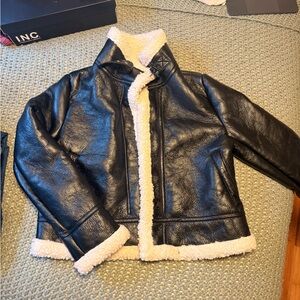 Faux Leather Sherpa Jacket
